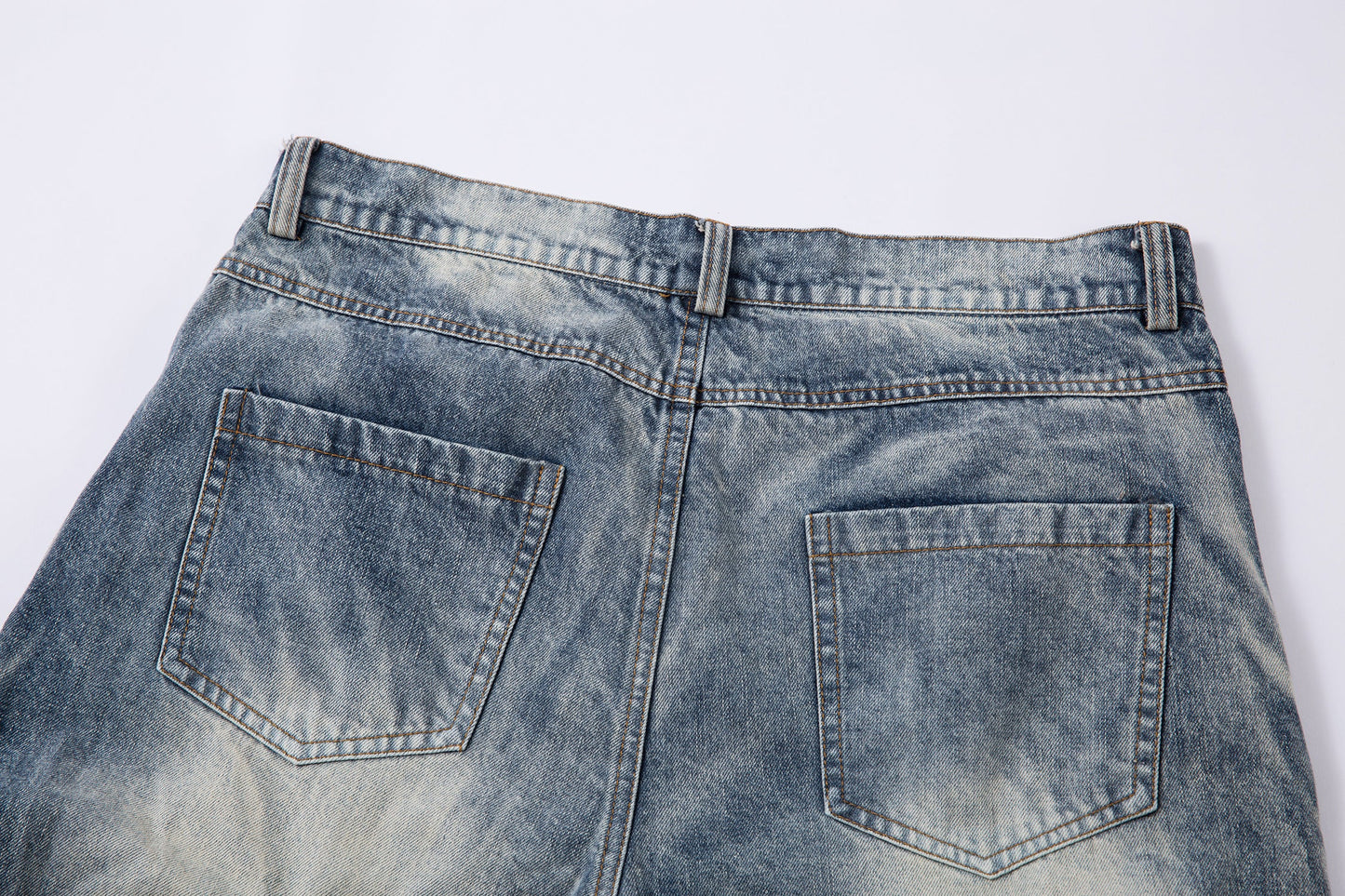 Washed Grid Pleat | Denim Jeans