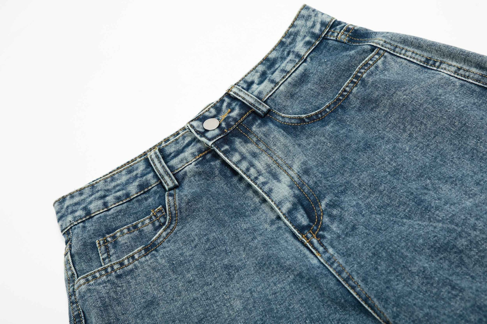 Star Stitching Washed | Wide Jeans