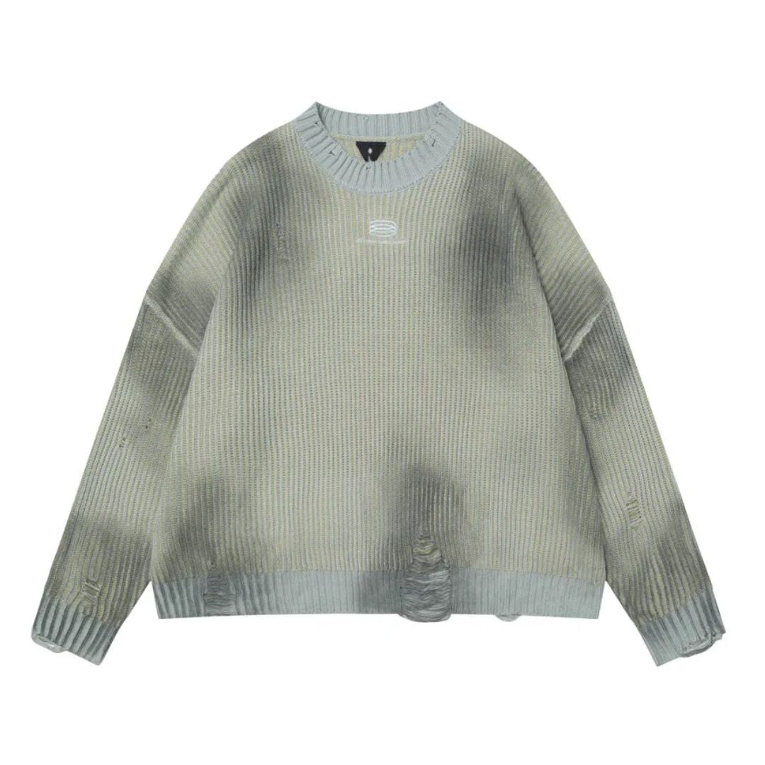 Faded Ribbed Knit Sweater