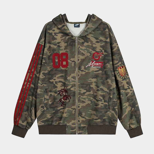 Camo Varsity Patch | Zip Up Hoodie