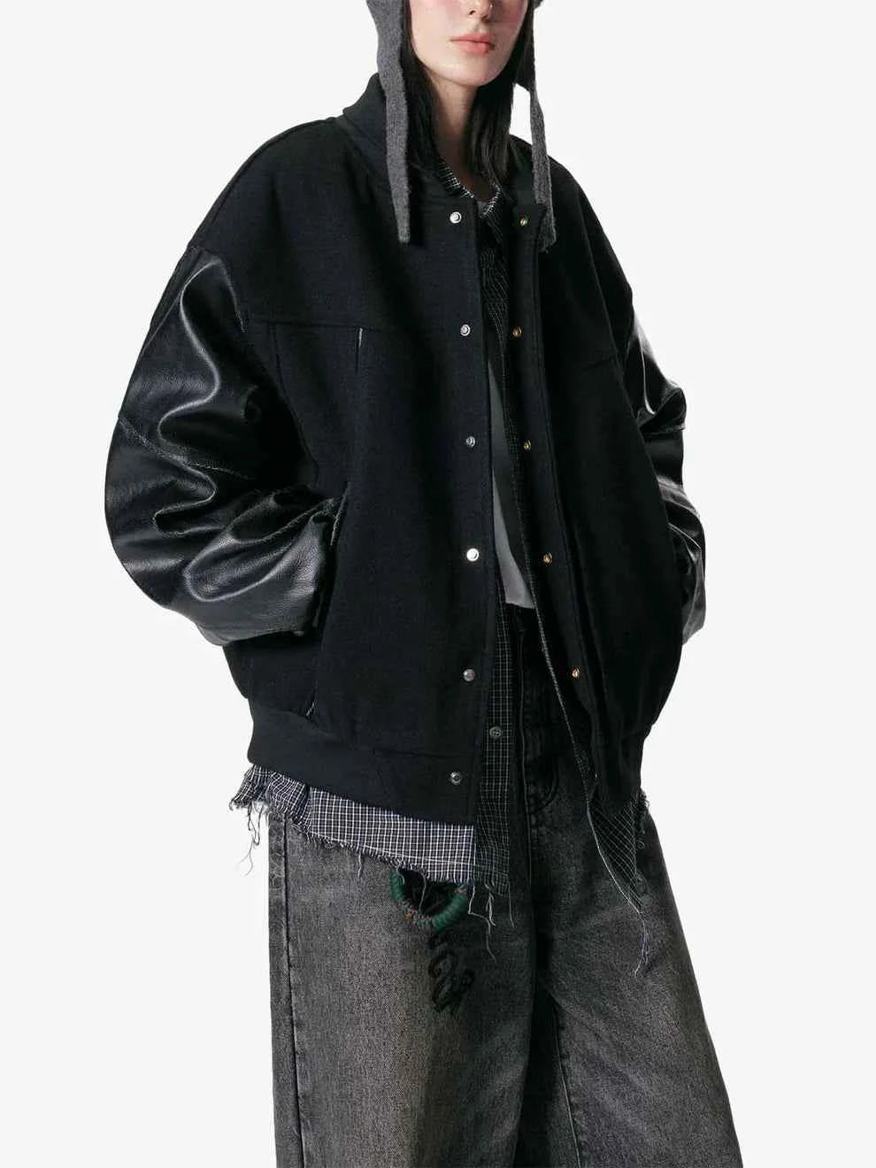 Retro Streetwear Outerwear | Vintage Leather Bomber Jacket