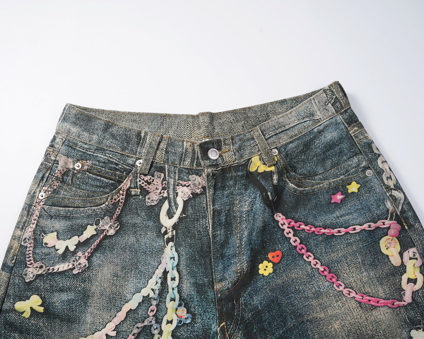 Pastel Chain Print | Denim Jeans