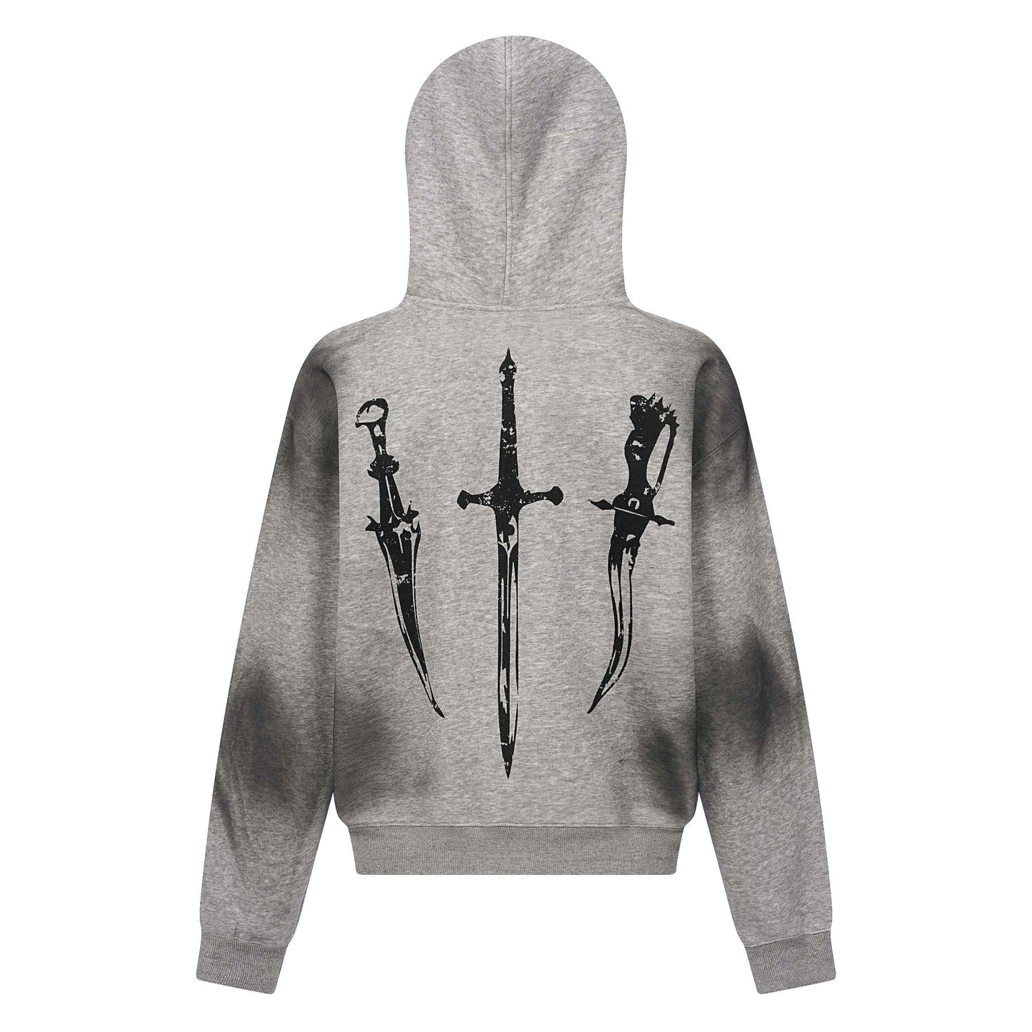Gothic Distressed Print | Zip-Up Hoodie