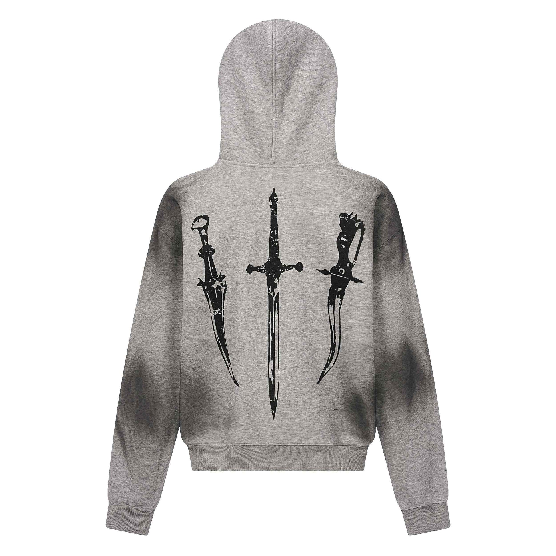 Gothic Distressed Print | Zip-Up Hoodie