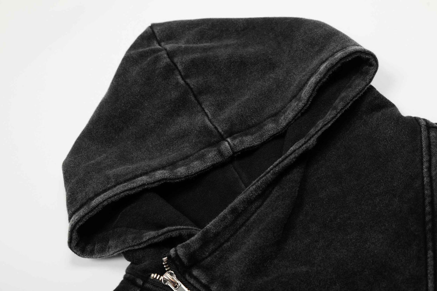 Asymmetry | Washed Zip Up Hoodie