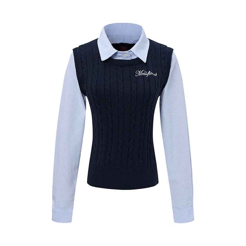 Layer Knit | Preppy Shirt Vest Combo