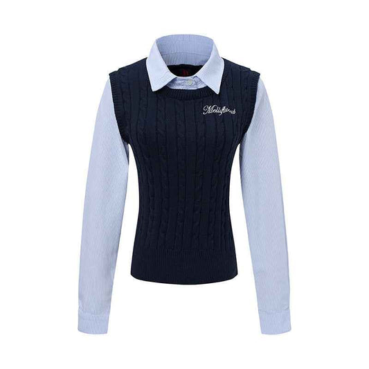 Layer Knit | Preppy Shirt Vest Combo