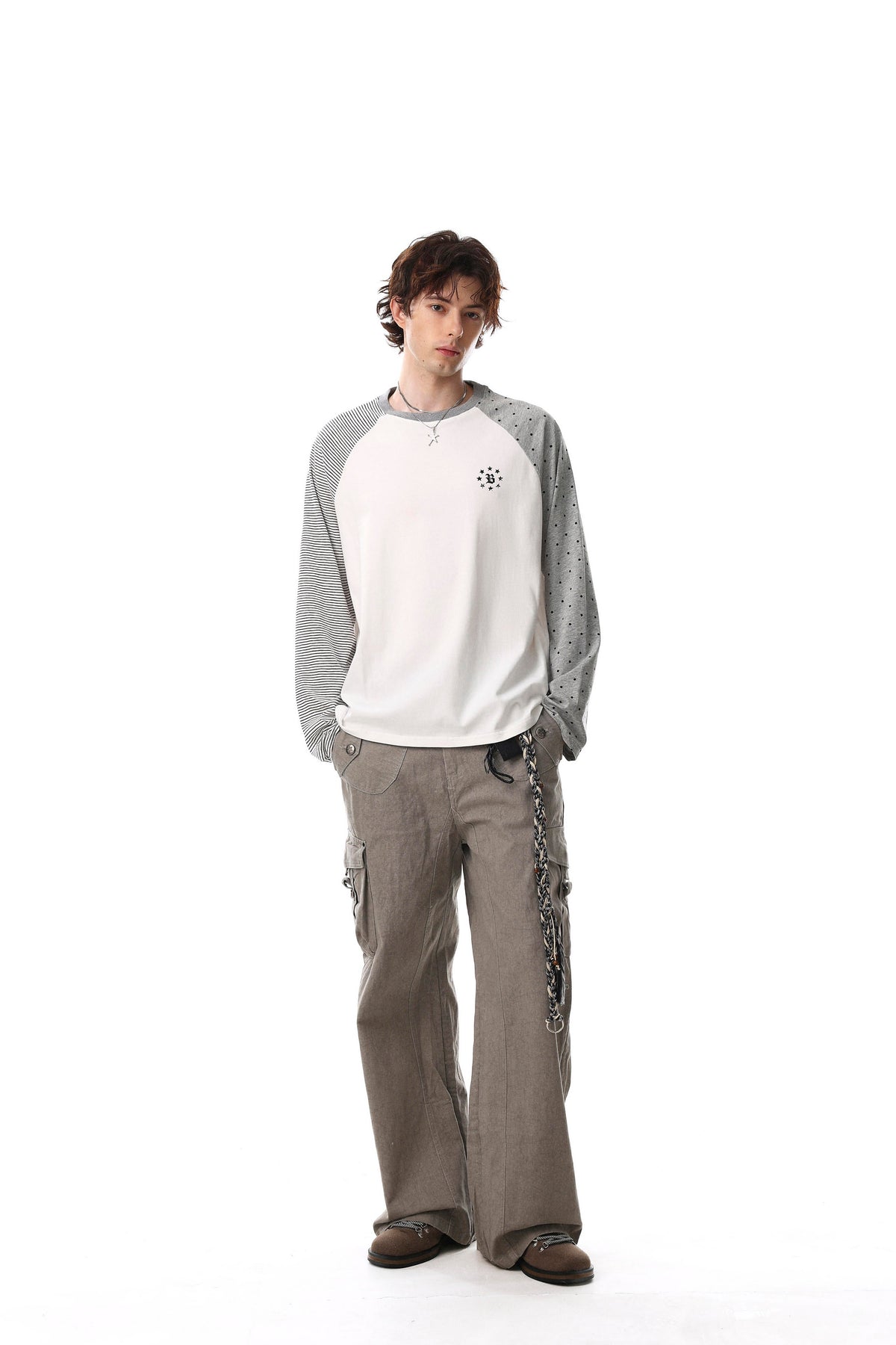 Dual Pattern Raglan Long Sleeve T-shirt
