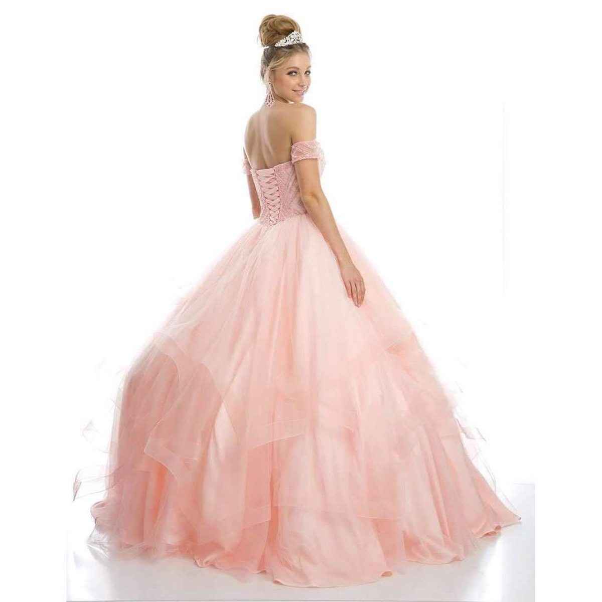 Juliet 1424 Quinceanera Ball Gown Tulle Skirt Arm Bands Beaded Bodice