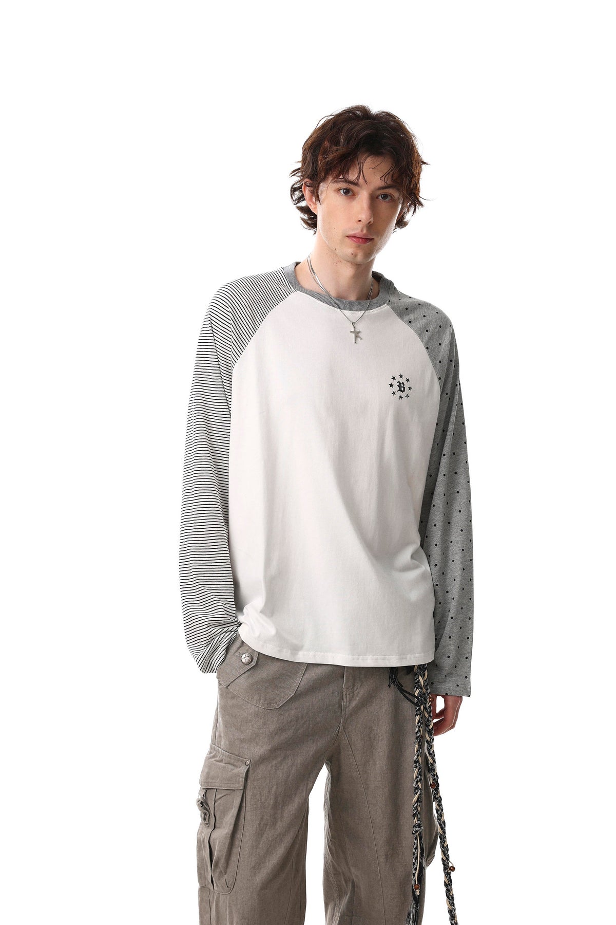 Dual Pattern Raglan Long Sleeve T-shirt