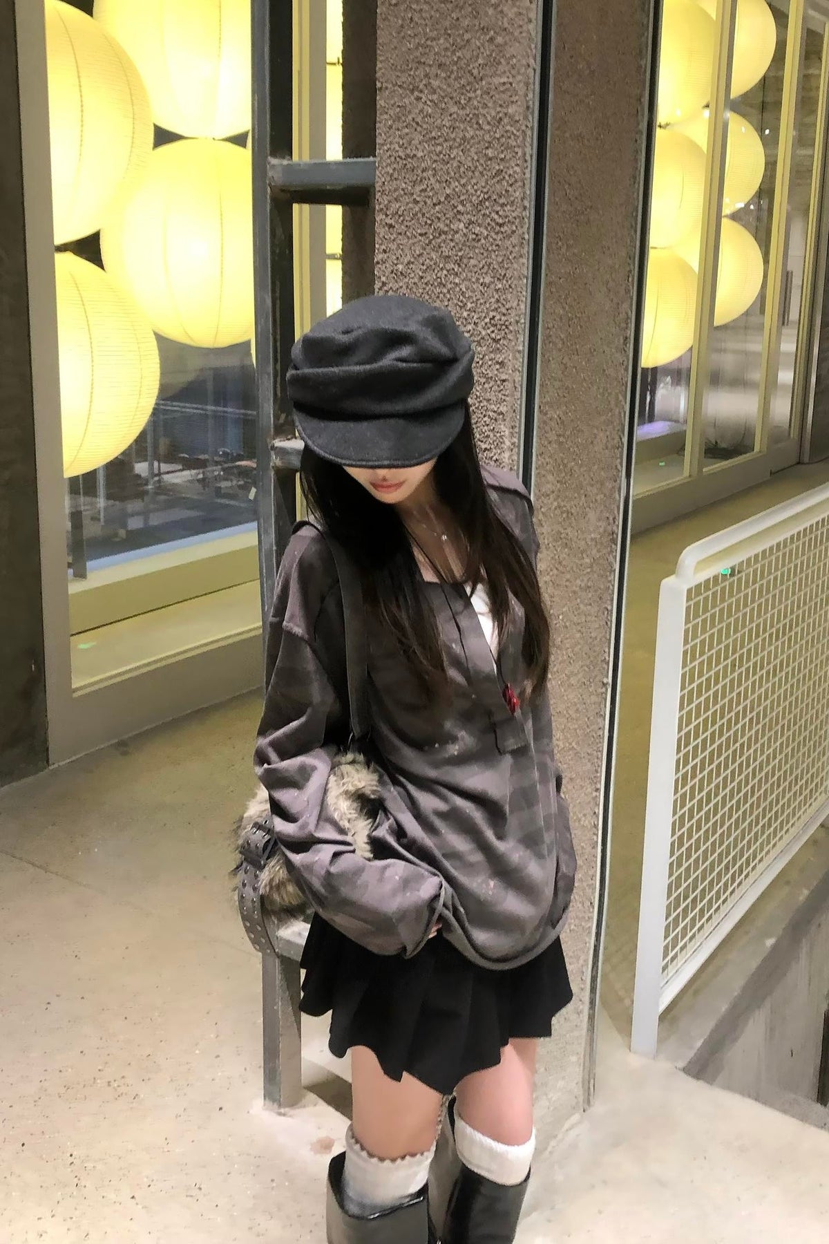 Shadow Camo Raw Neck Long Sleeve T-shirt