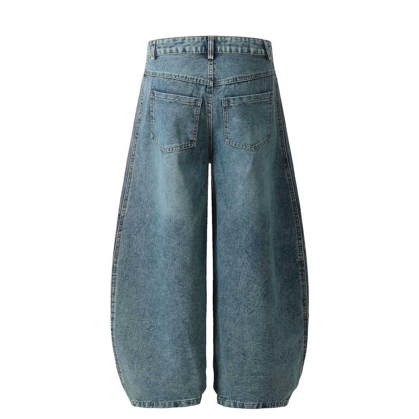 Striped Stitching | Washed Barrel Jeans