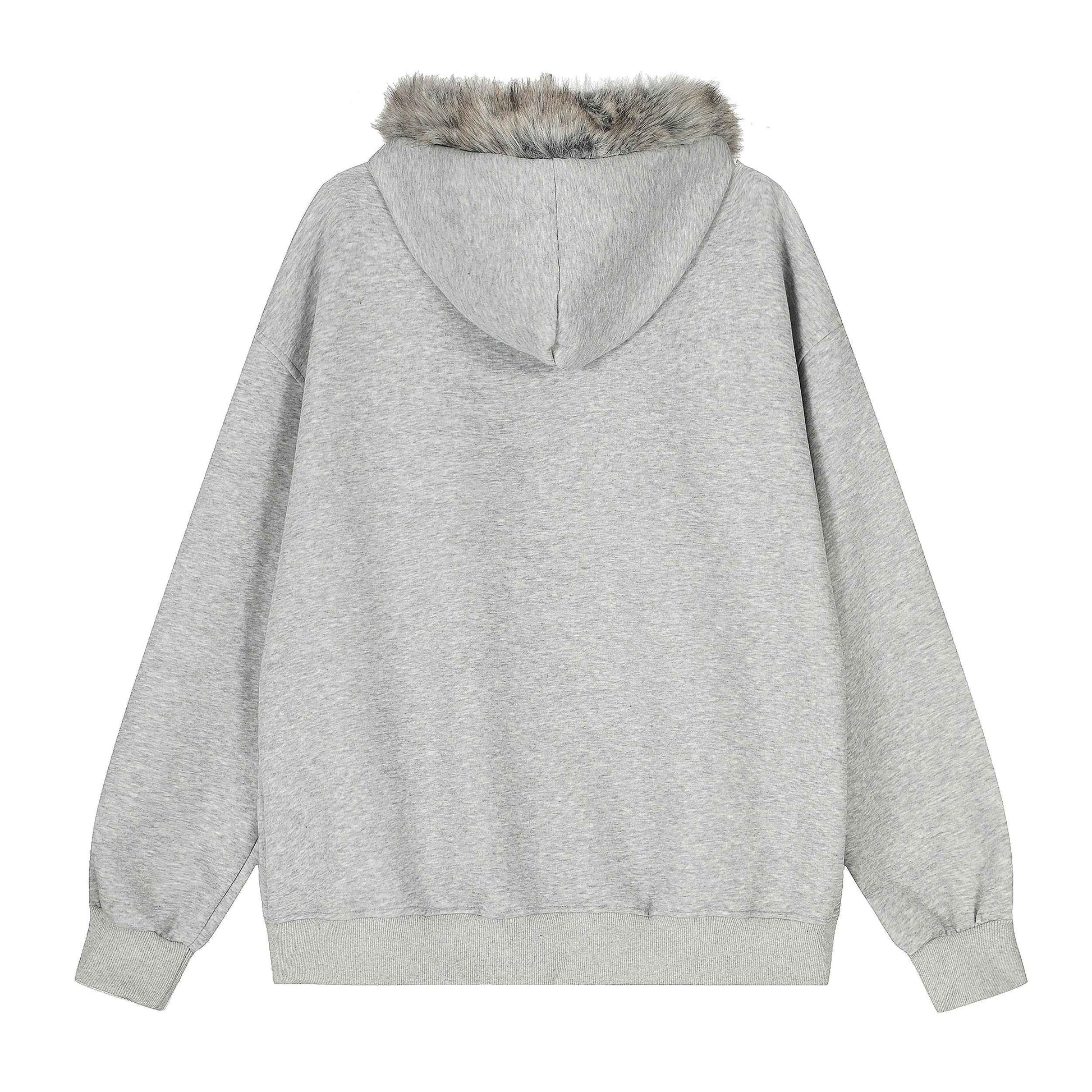 Graffiti Print Faux Fur | Zip Up Hoodie