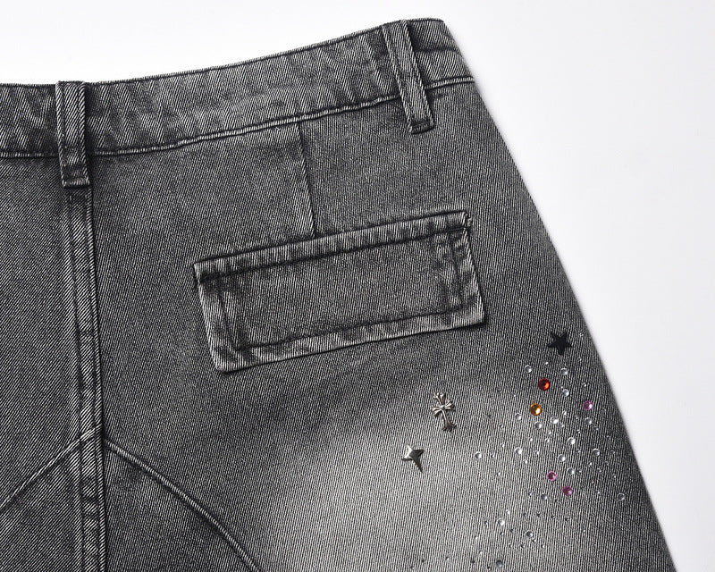 Starry Washed Rhinestone | Denim Shorts