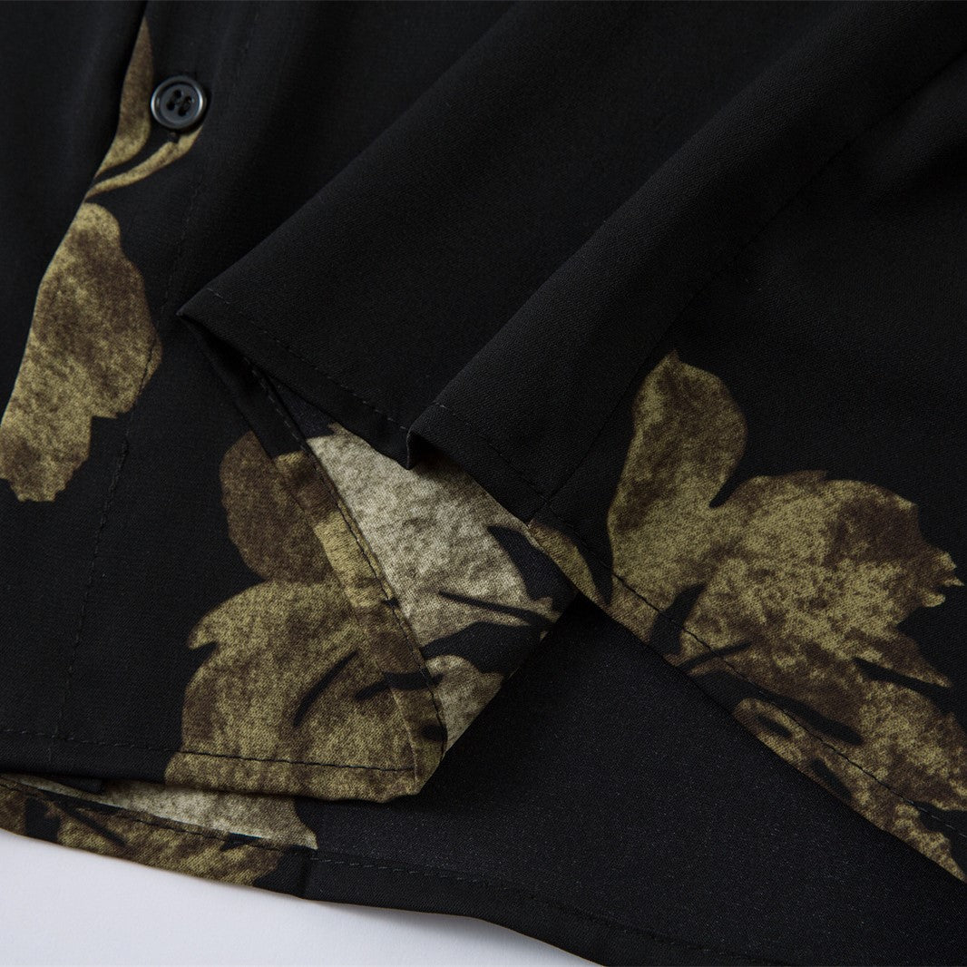Dark Floral Button-Down Shirt