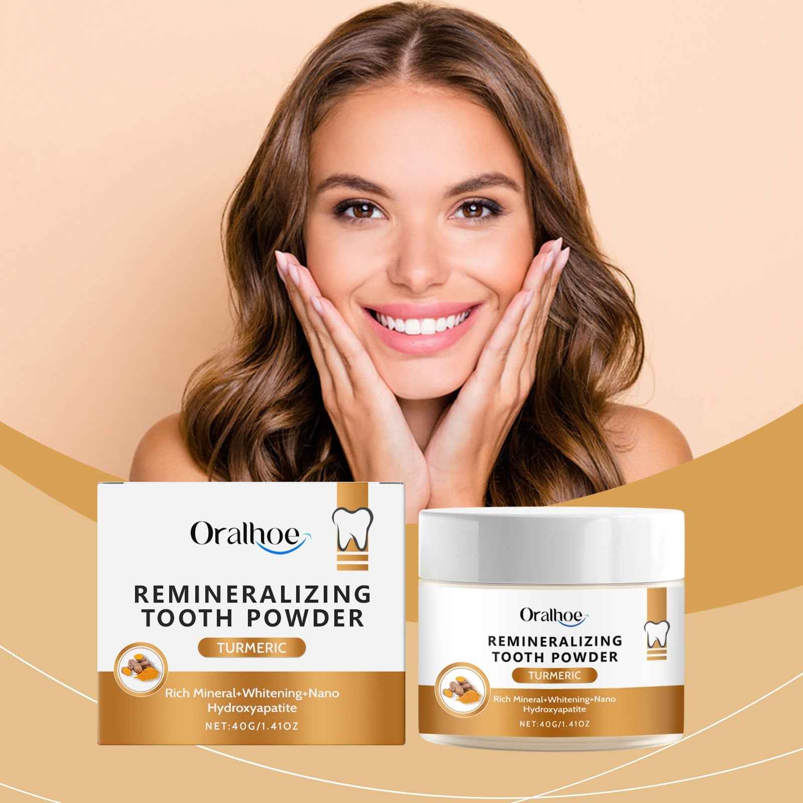 Oralhoe Turmeric Tooth Cleaning Powder Gently Cleans Teeth Tartar Daily Care Teeth Cleaning Powder