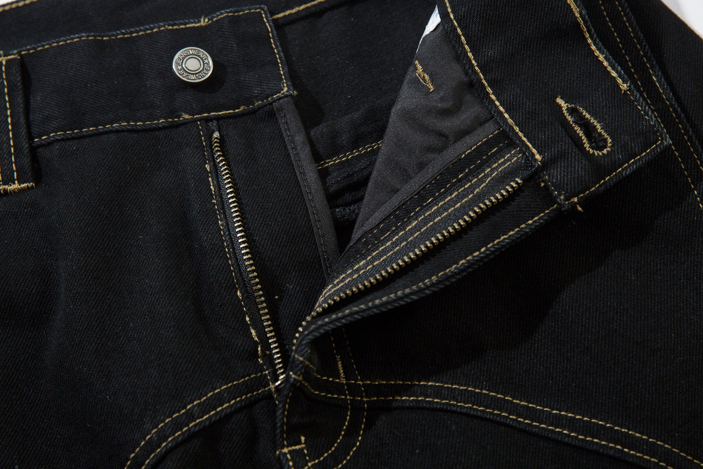 Geometric Stitch | Black Jeans