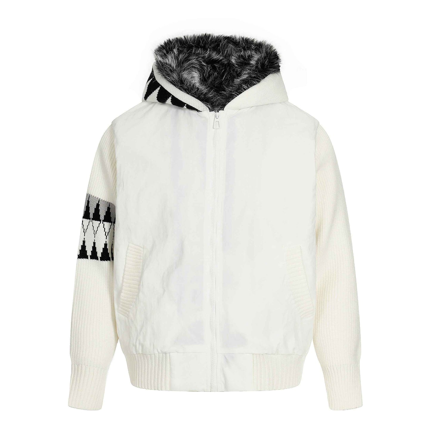 Knit Contrast | Fleece Hooded Jacket