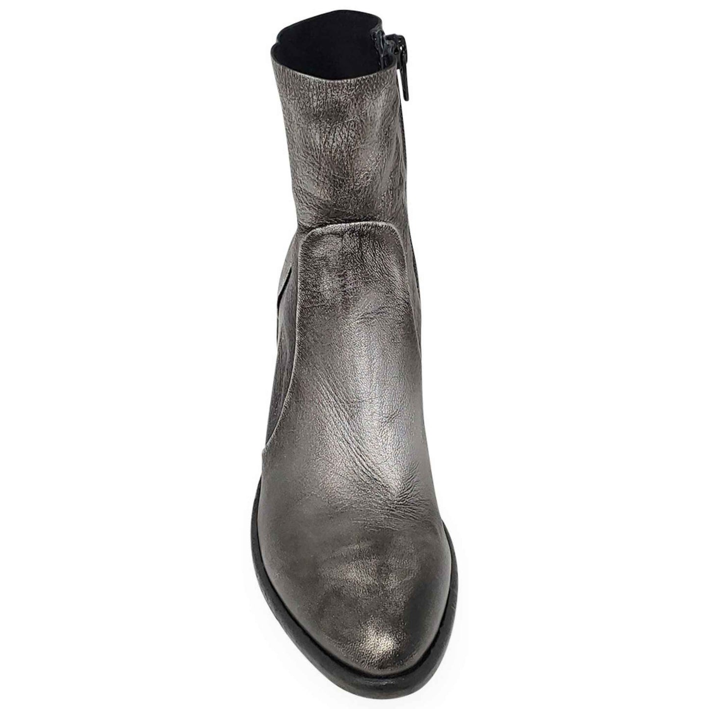 Antique Silver Leather Ankle Boot
