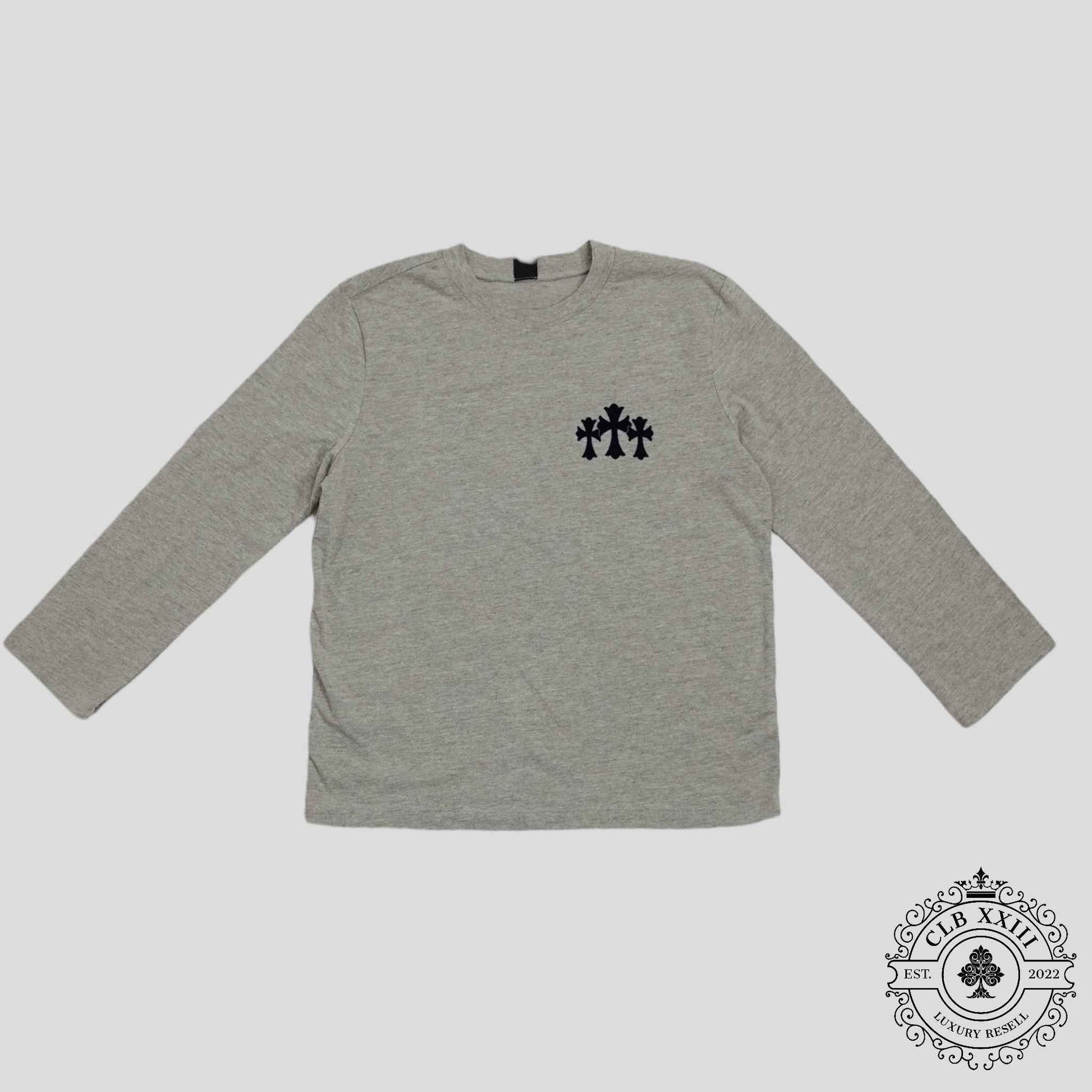 Chrome Hearts Triple Cross Flocked Long Sleeve in Grey