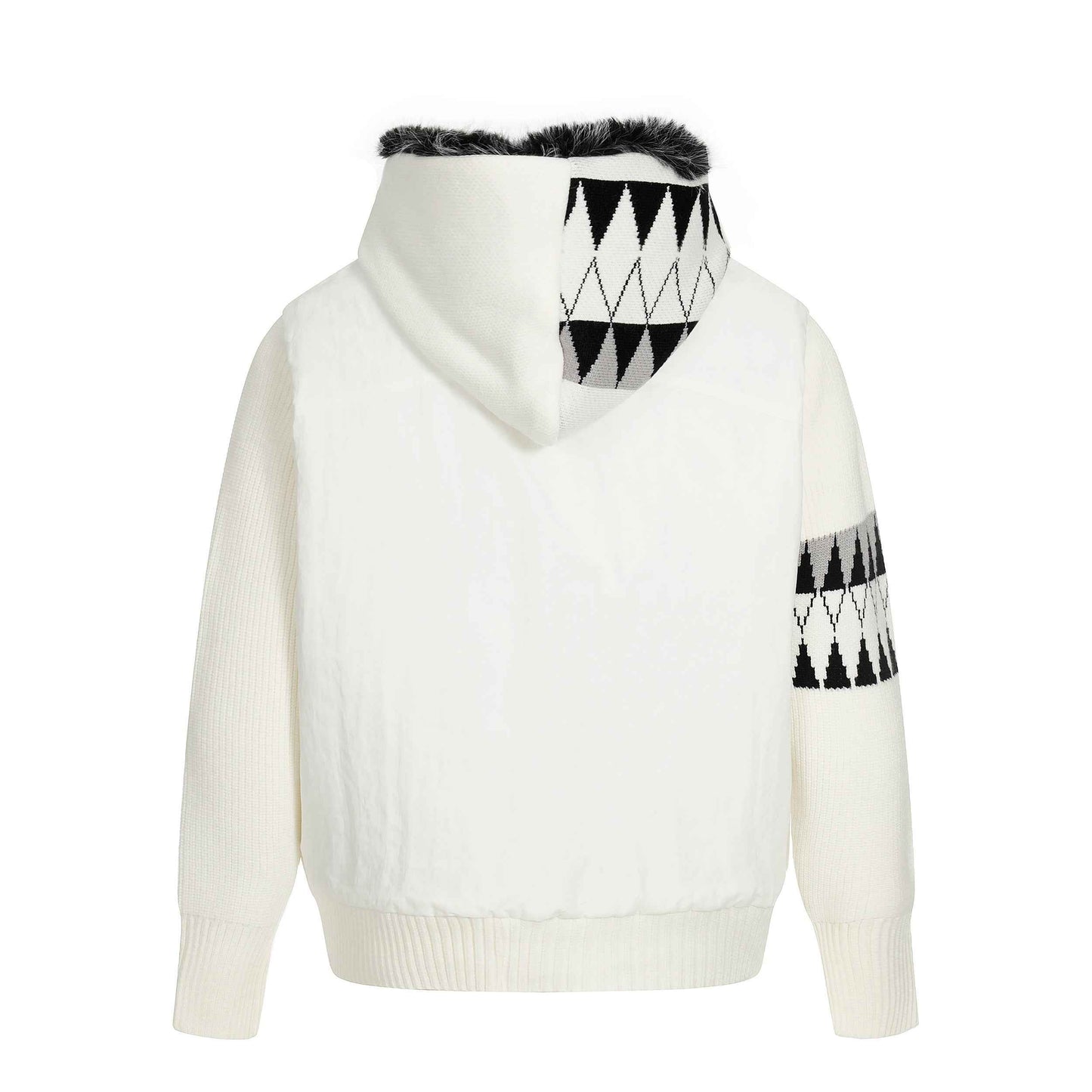 Knit Contrast | Fleece Hooded Jacket
