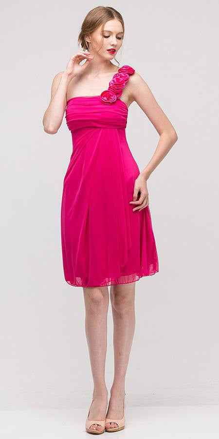 CLEARANCE - Eureka 1801 One Shoulder Knee Length Chiffon Dress (Size 2XL)