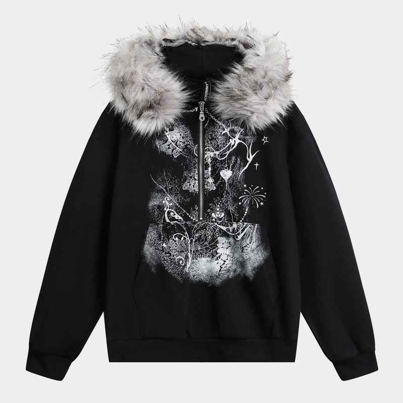 Gothic Fur Collar | Zip Up Hoodie