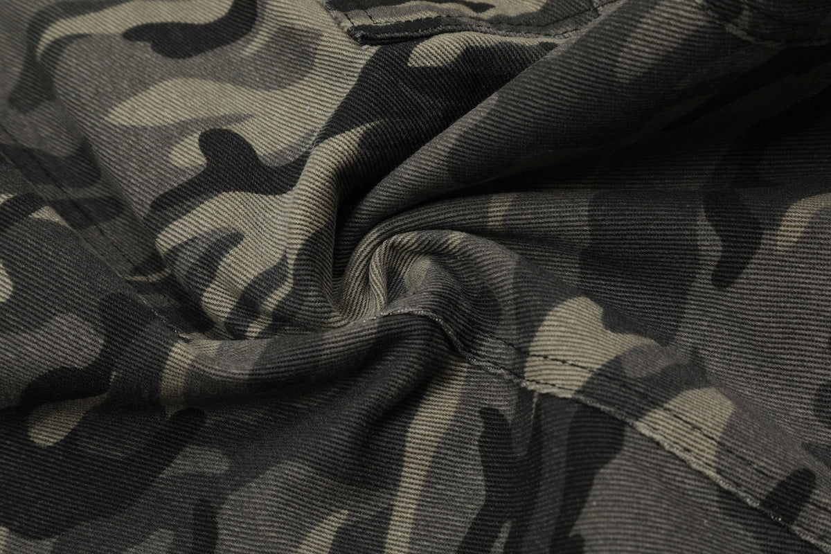 Vintage Camo Seam Panel Multi-Pocket Baggy Wide Leg Cargo Pants
