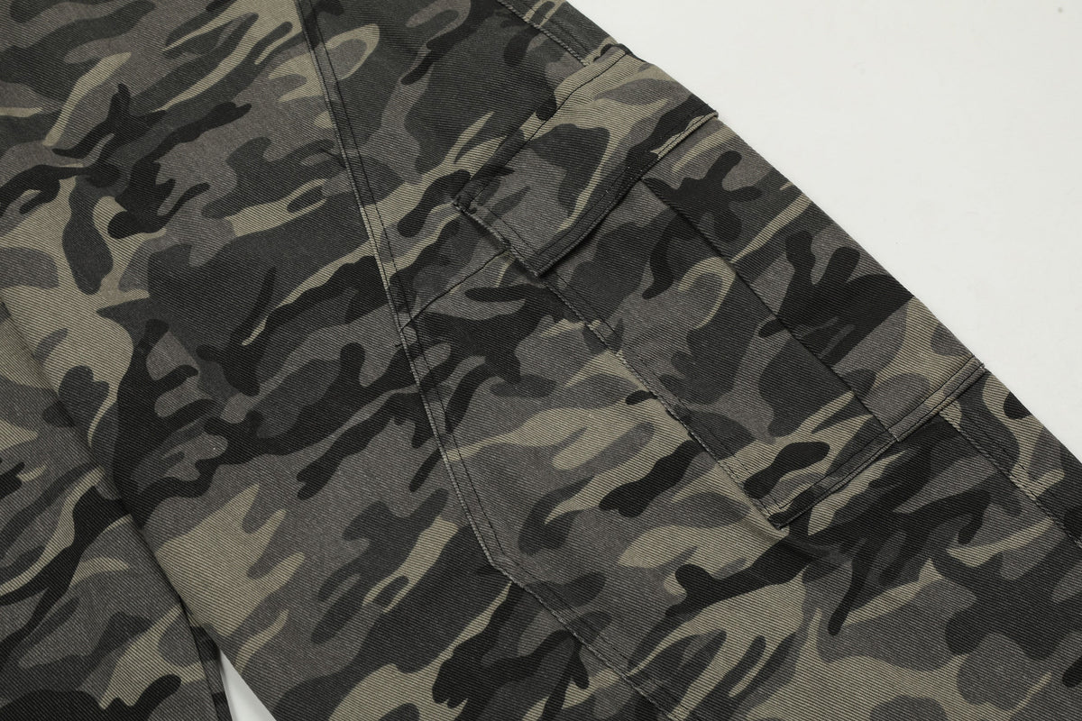 Vintage Camo Seam Panel Multi-Pocket Baggy Wide Leg Cargo Pants