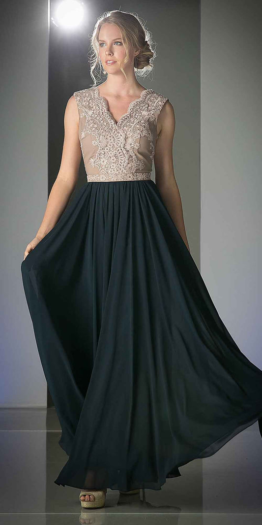 Cinderella Divine 1965 Sleeveless Dress V-Neck Embroidered Bodice