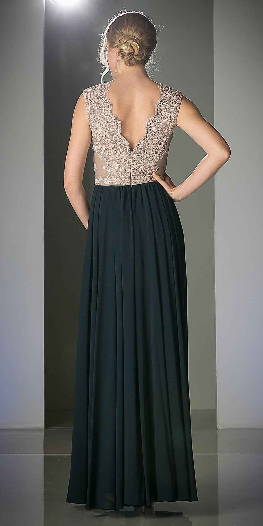 Cinderella Divine 1965 Sleeveless Dress V-Neck Embroidered Bodice