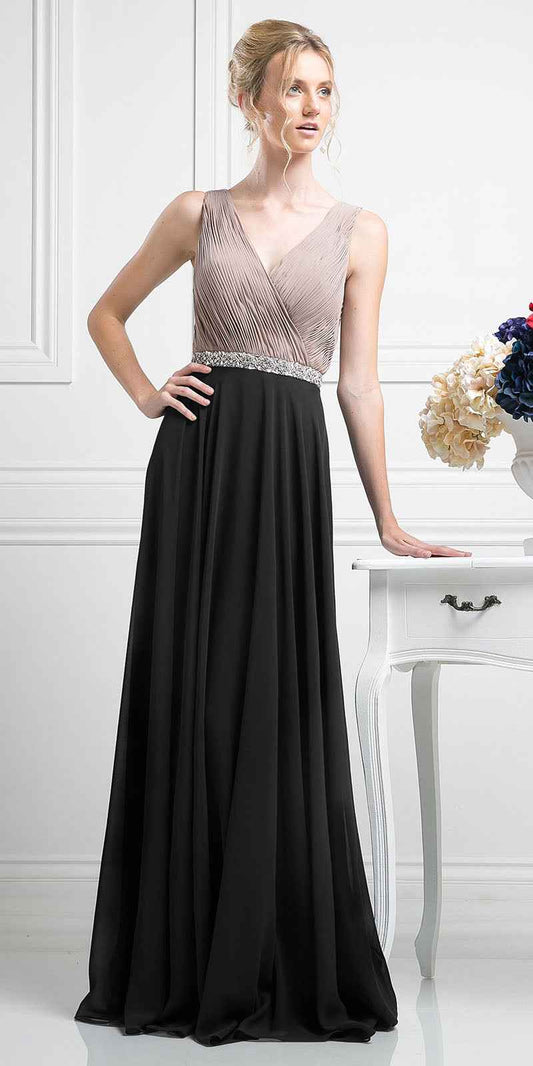 Cinderella Divine 1968 A-Line Chiffon Dress  Pleated V Neck