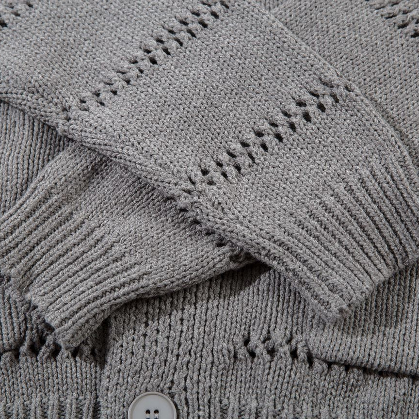 Open Knit Button Cardigan Sweater
