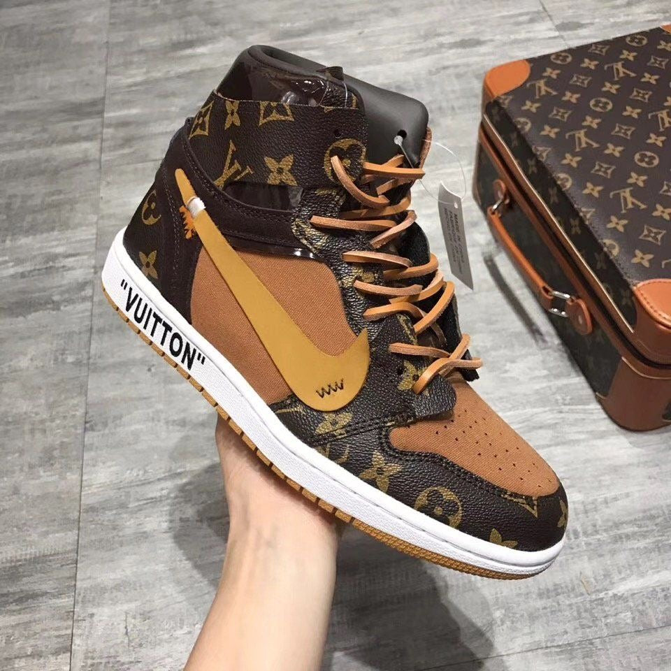 Custom Air Jordan 1 Monogram High Q  With Original Box