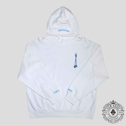 Chrome Hearts Las Vegas Dice Hoodie in White/Blue