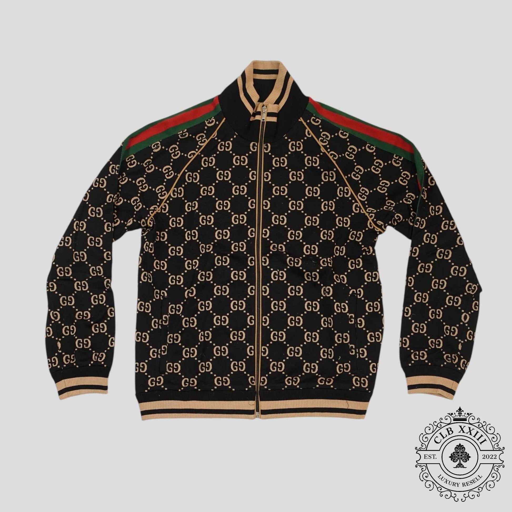 Gucci GG Jacquard Track Jacket in Black/Brown