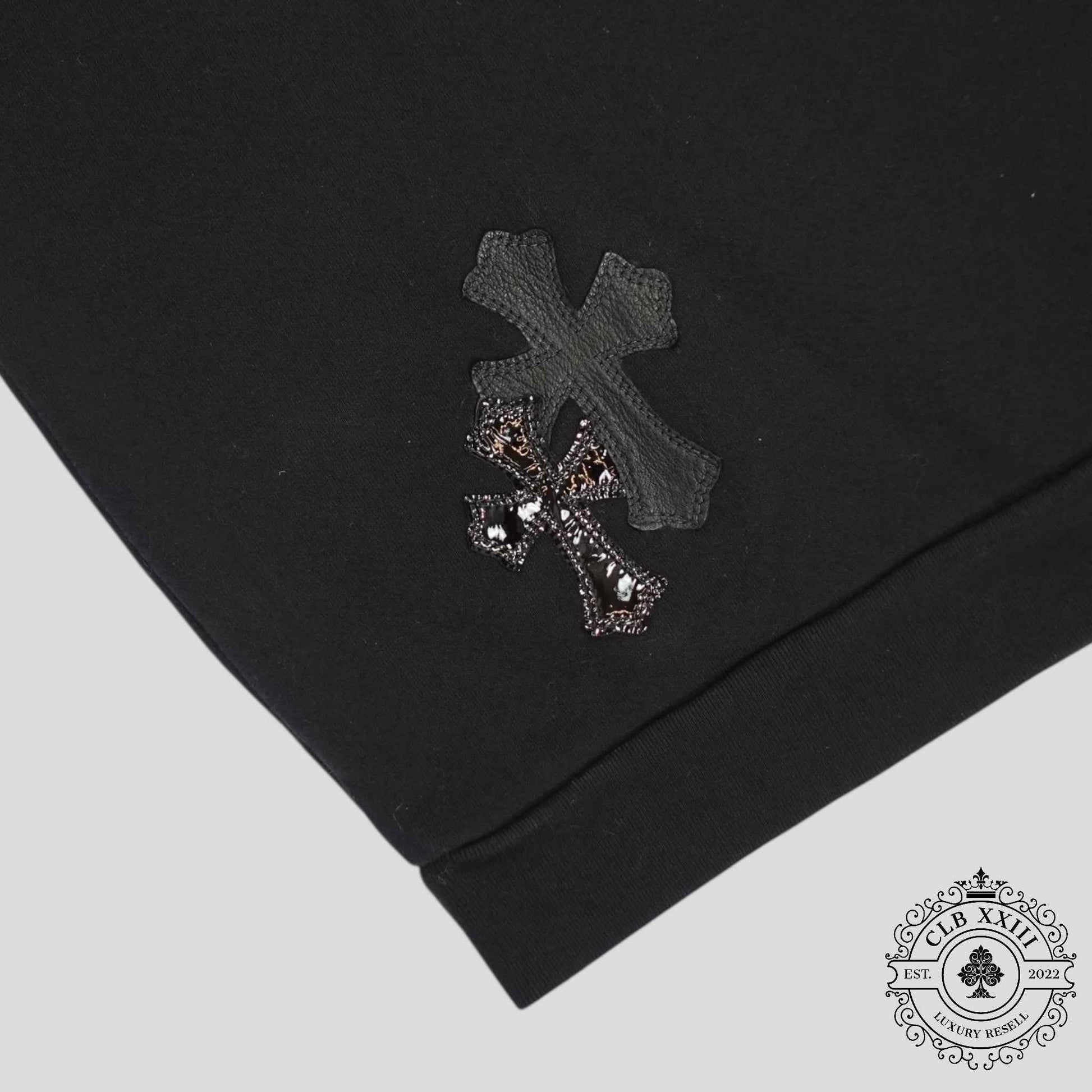 Chrome Hearts Leather Cross Patch Crewneck in Black