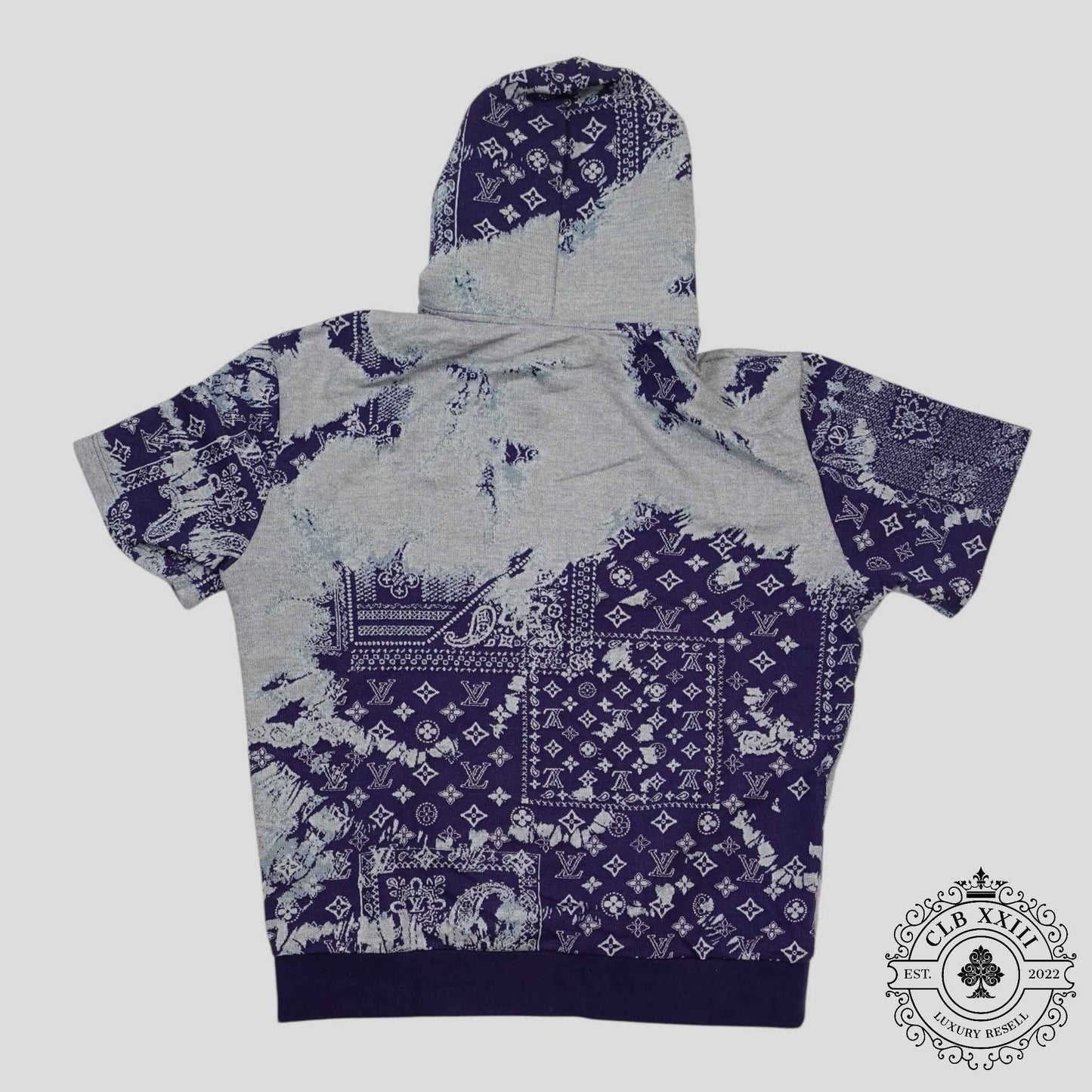 Louis Vuitton Monogram Bandana Short Sleeve Hoodie in Blue