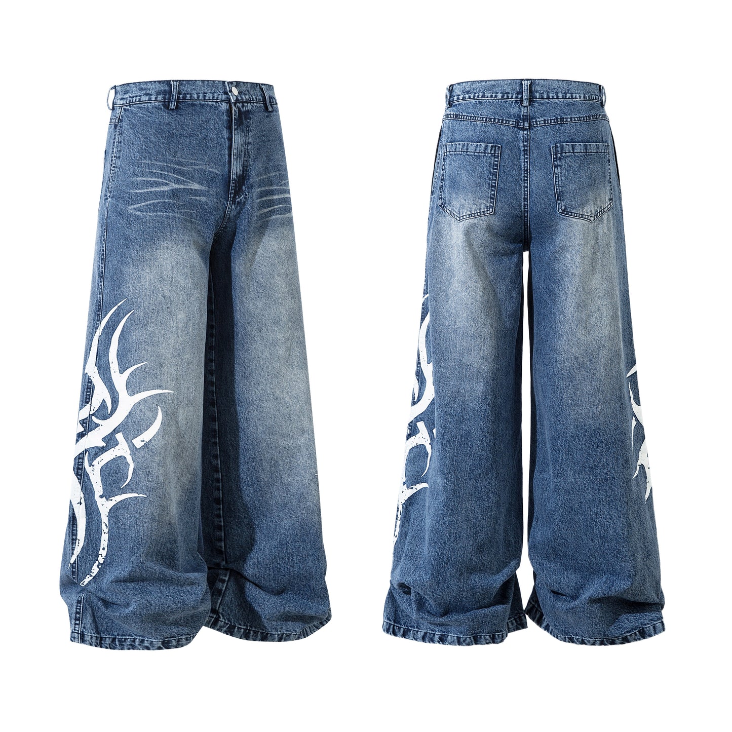 Tribal Print Washed | Baggy Jeans