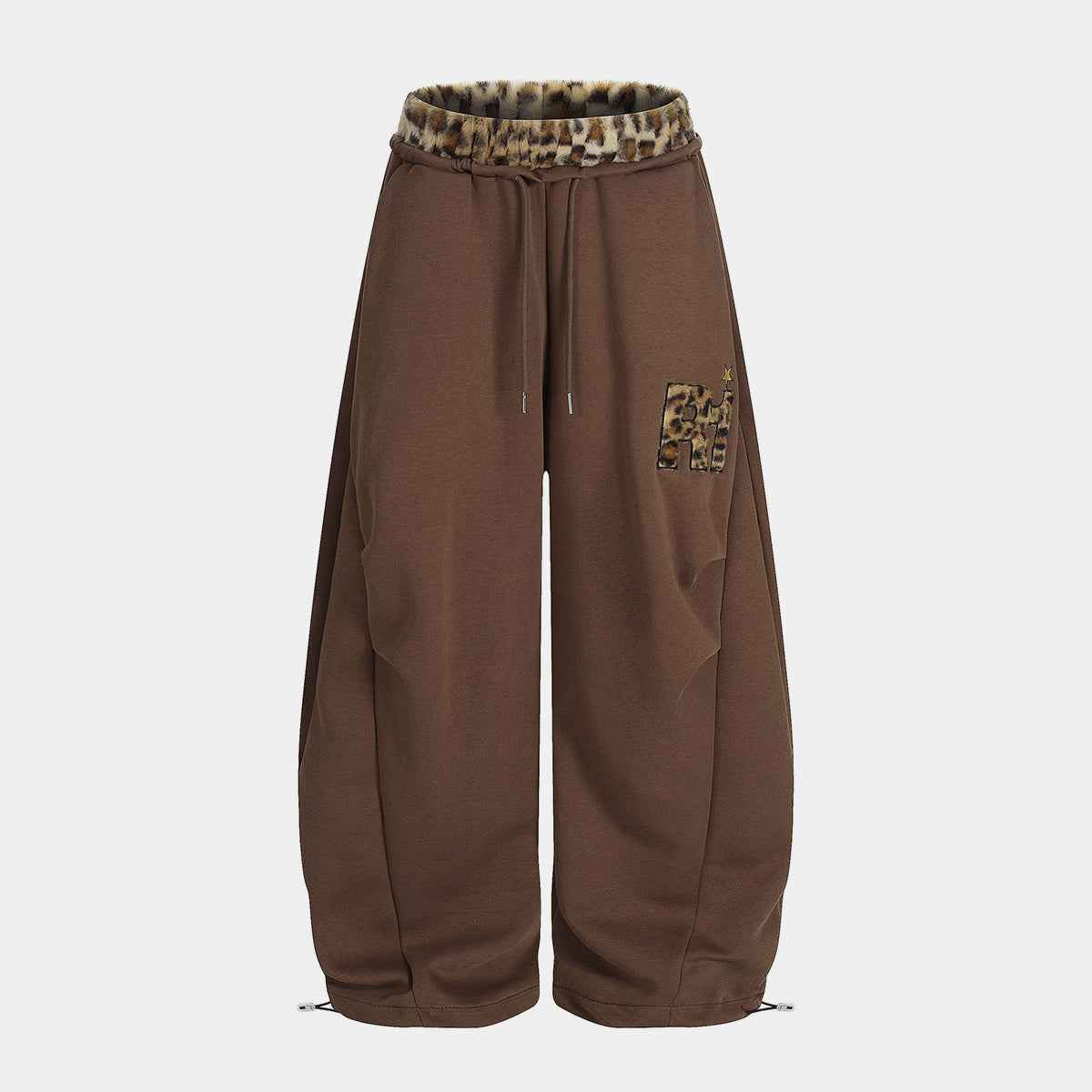 Faux-fur Leopard| Embroidery Barrel Pants