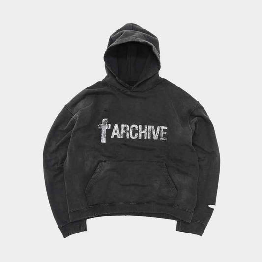 Distressed Washed Black | Archive Hoodie