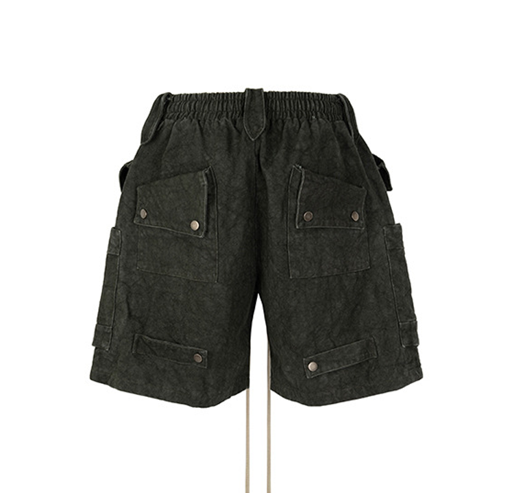Heavy Tie Dye Multi Pockets Washed Shorts