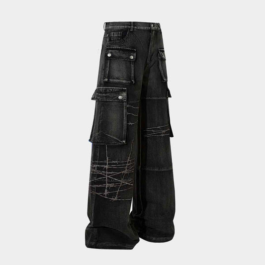 Barbed Wire Print | Baggy Jeans