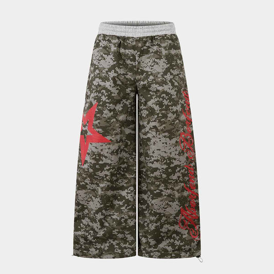 Vintage Print Sweatpants | Loose Fit Drawstring Streetwear Trousers