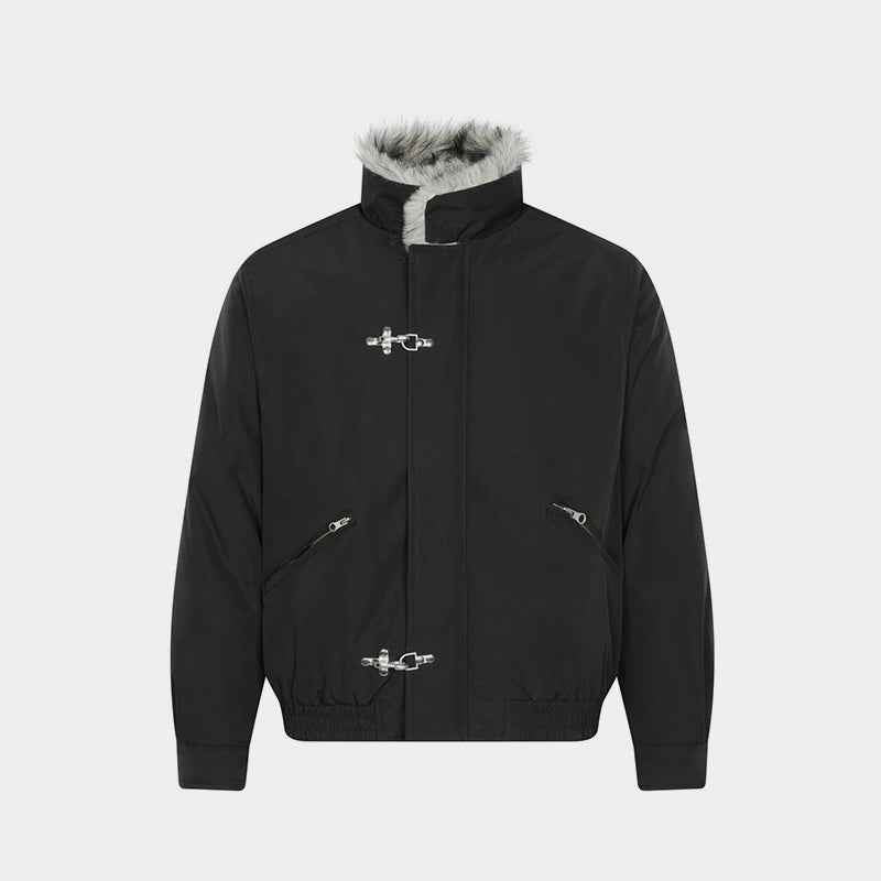 Fur Collar Fleece | Metal Button Coat