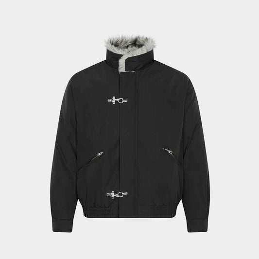 Fur Collar Fleece | Metal Button Coat