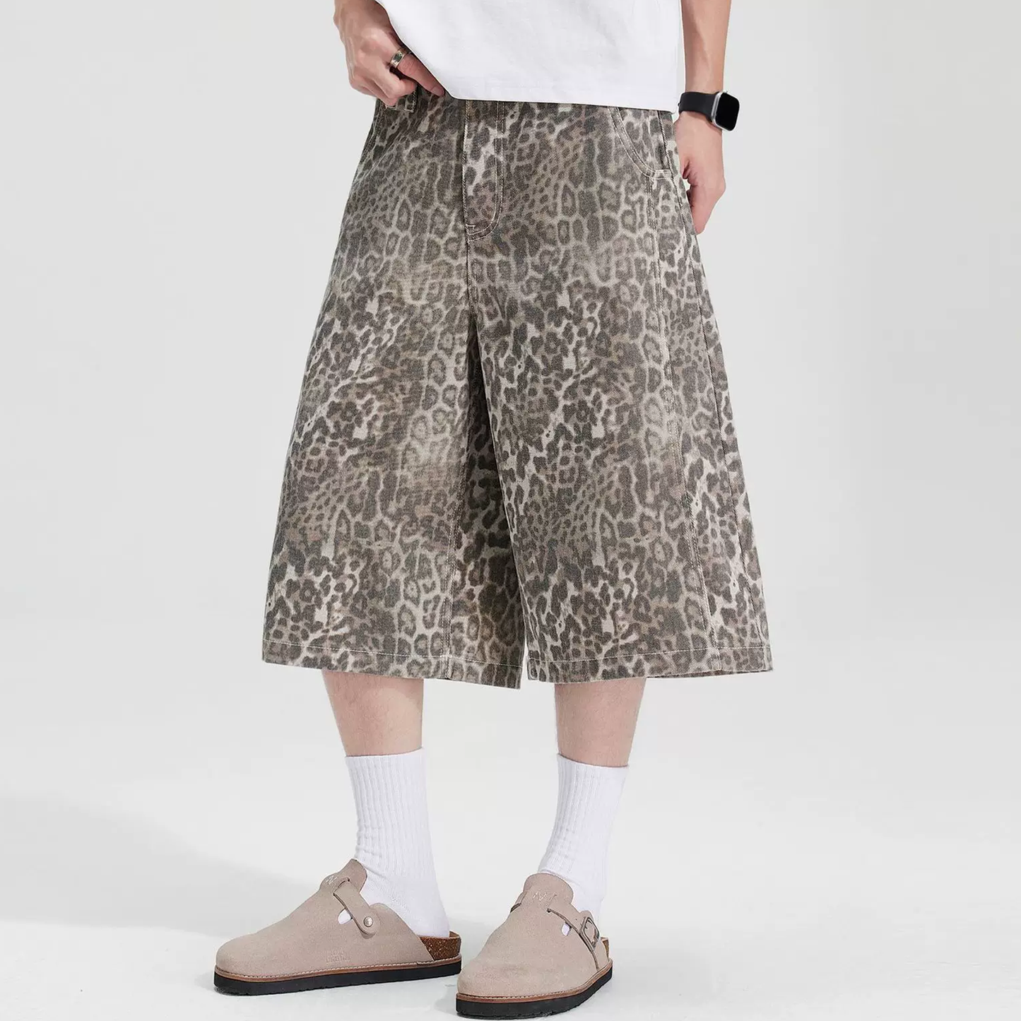Vintage Leopard Cargo Shorts