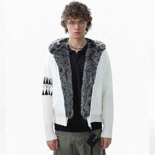 Knit Contrast | Fleece Hooded Jacket