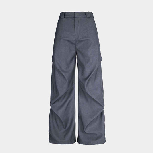Pleated Casual Trousers | Adjustable Belt Streetwear Pants