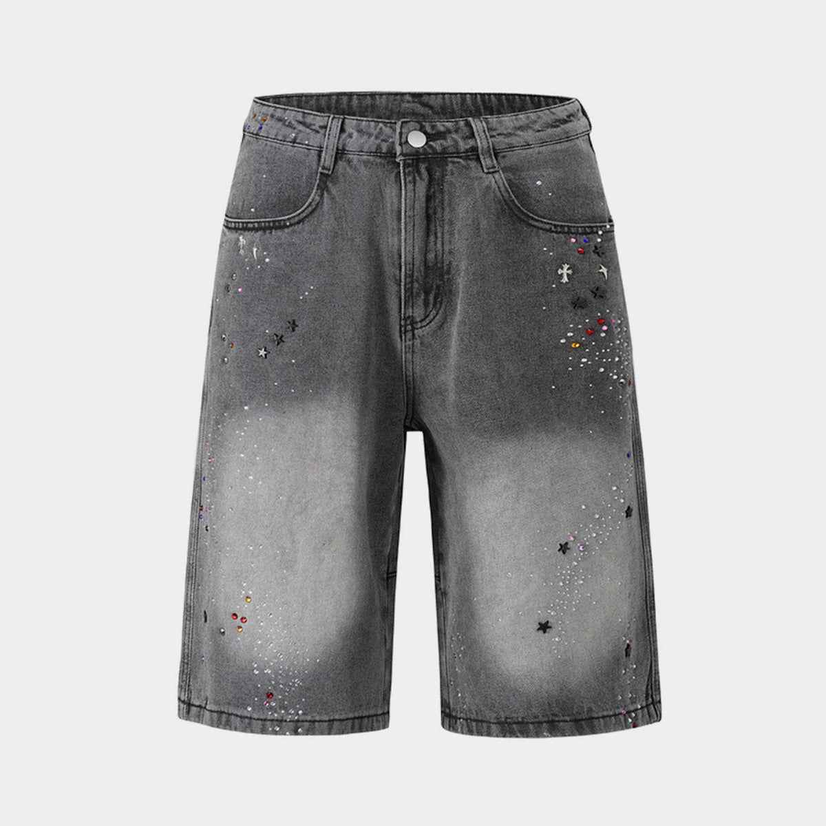 Starry Washed Rhinestone | Denim Shorts